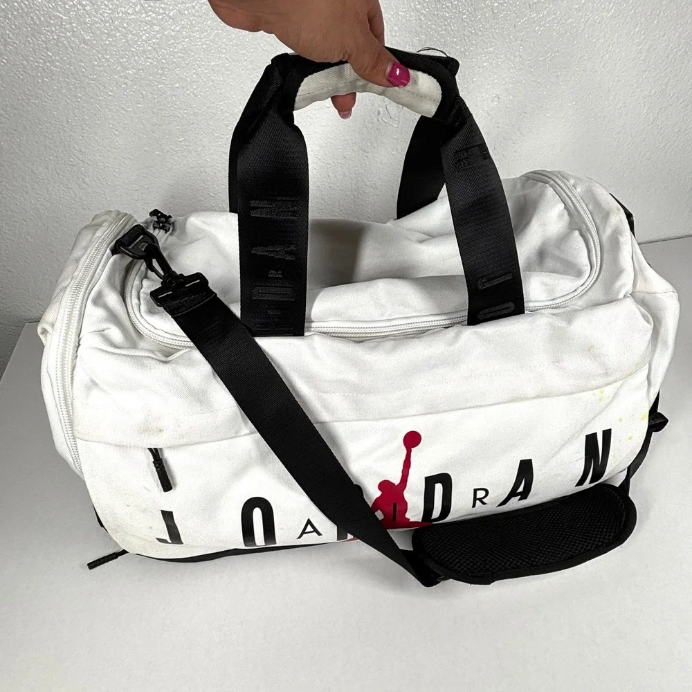 2 Nike Jordan Jumpman Duffel Bag‎ + Backpack SET White Black Red Logo 2pc LOT